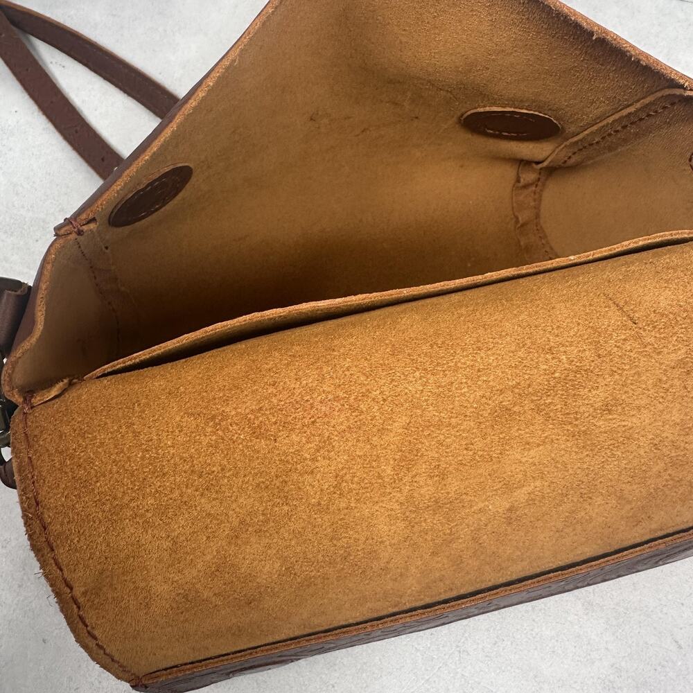 Portland Leather Goods Crossbody Bag Womens Small Brown Floral Embossed Western - Picture 6 of 15